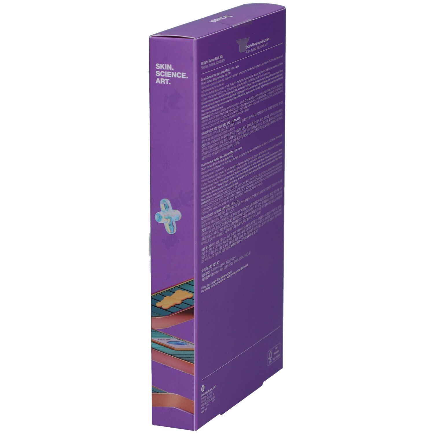 Zijaanzicht van de verpakking. Tekst: Skin. Science. Art.