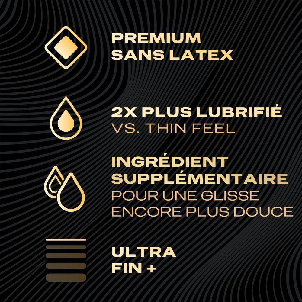 Boîte de préservatifs Durex Intensity, 10 unités. Côté avec informations produit.