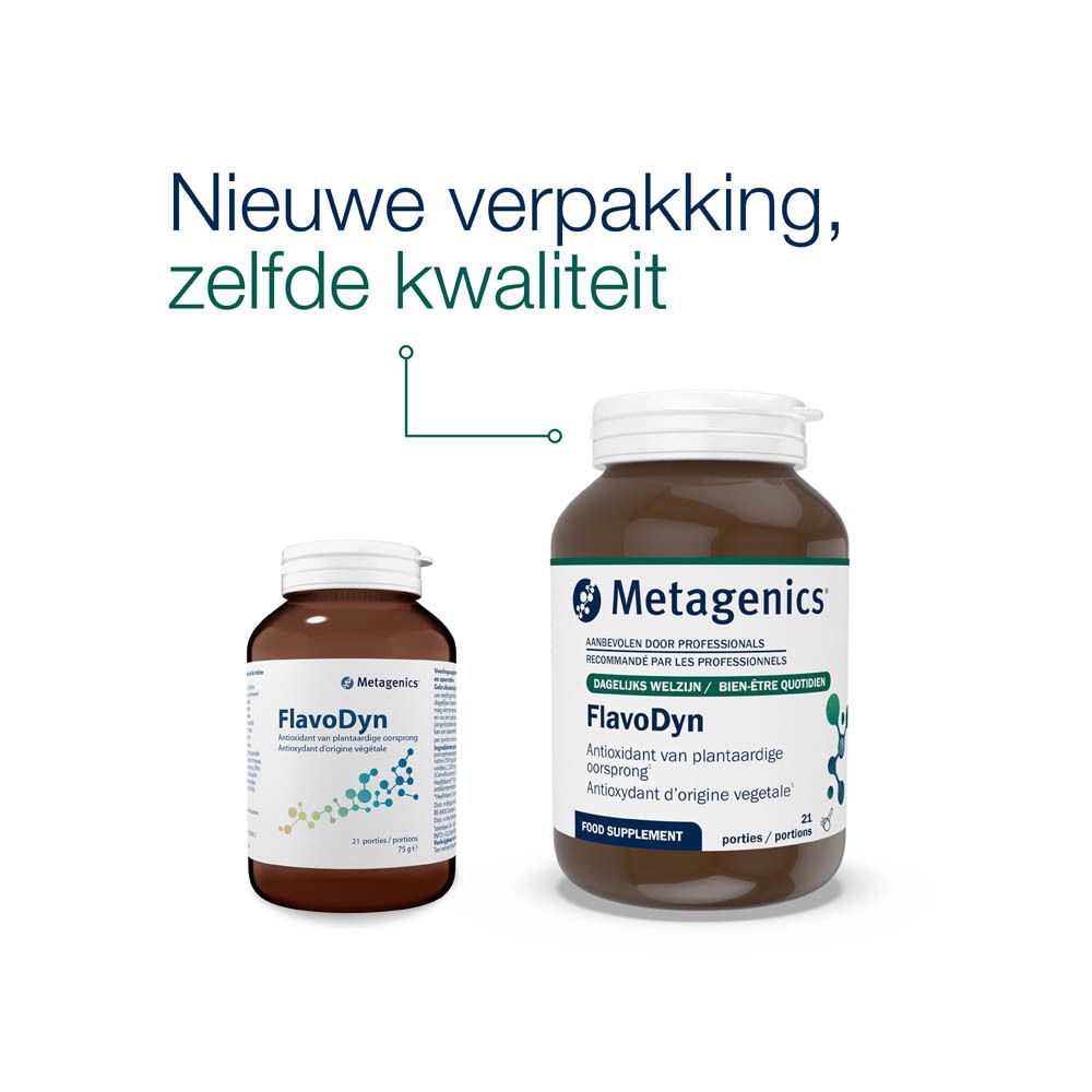 Twee flessen, een kleine, een grote. Tekst: Nieuwe verpakking, zelfde kwaliteit.