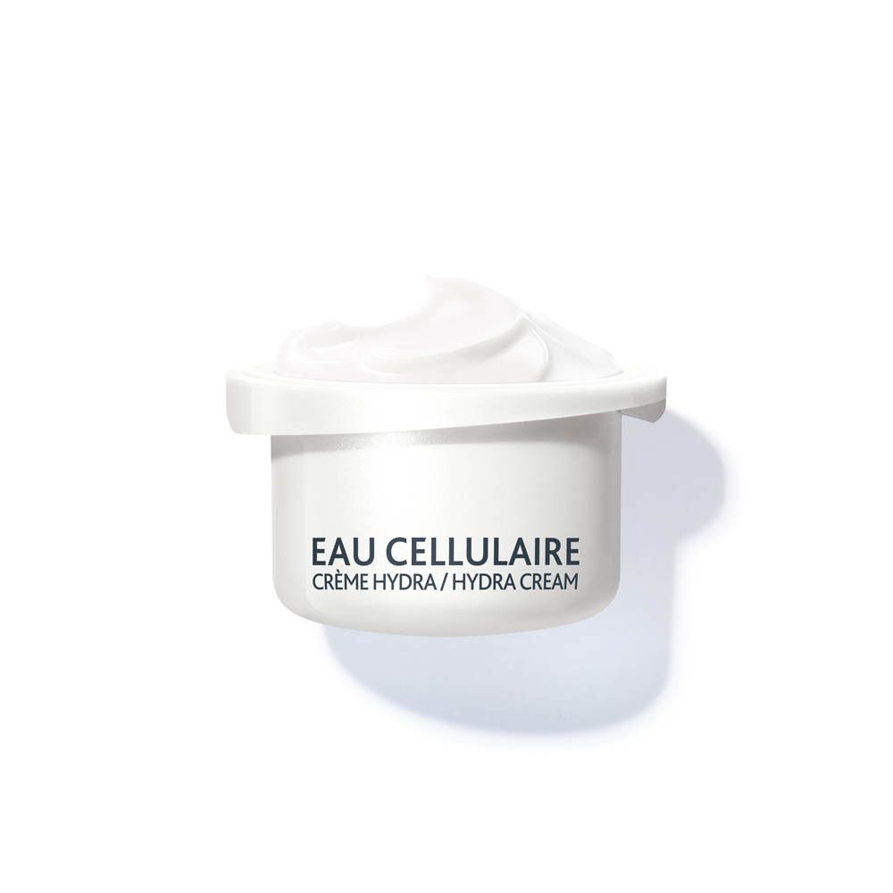 Institut Esthederm Eau Cellulaire Hydra-Repulpante crème pot met zichtbare crème en opschrift.
