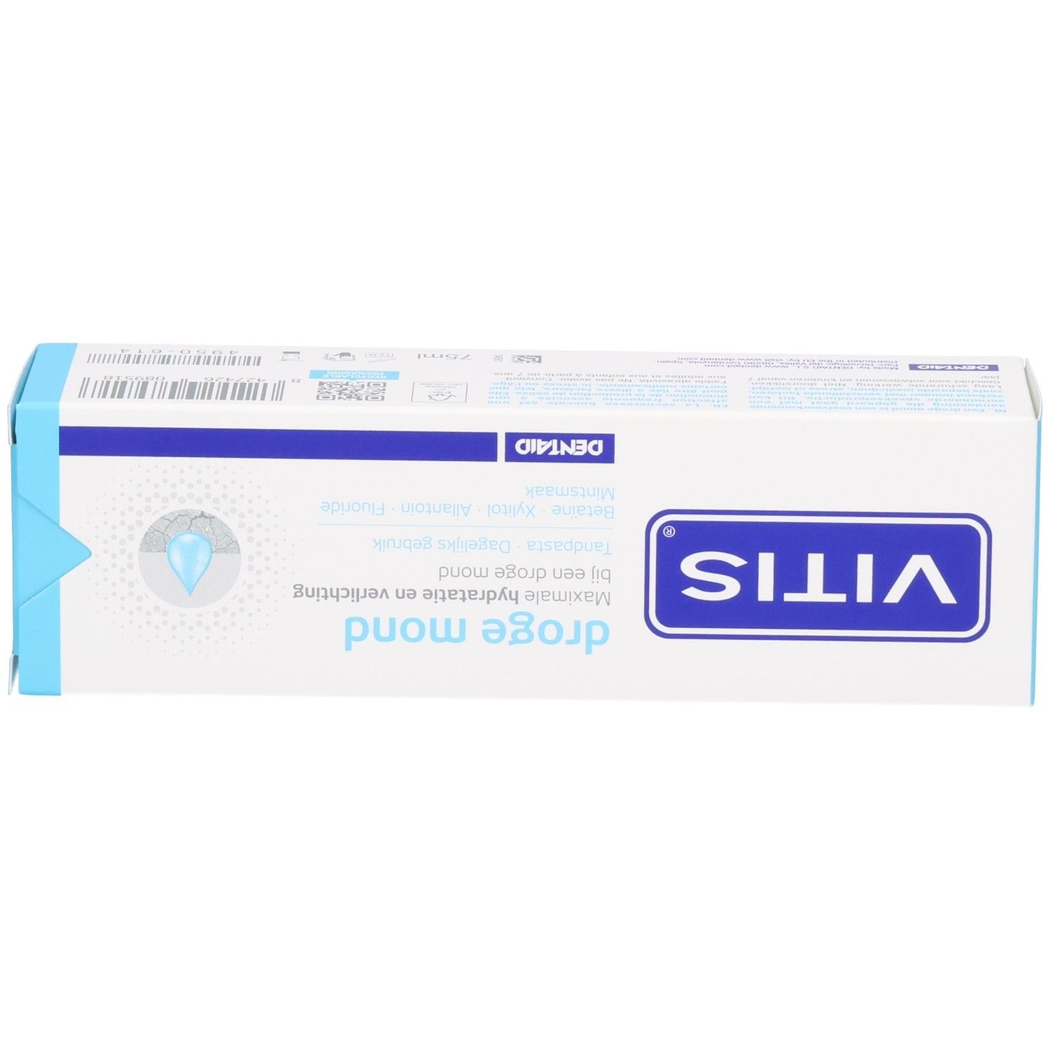 Dessus de la boîte de dentifrice Vitis pour bouche sèche.
