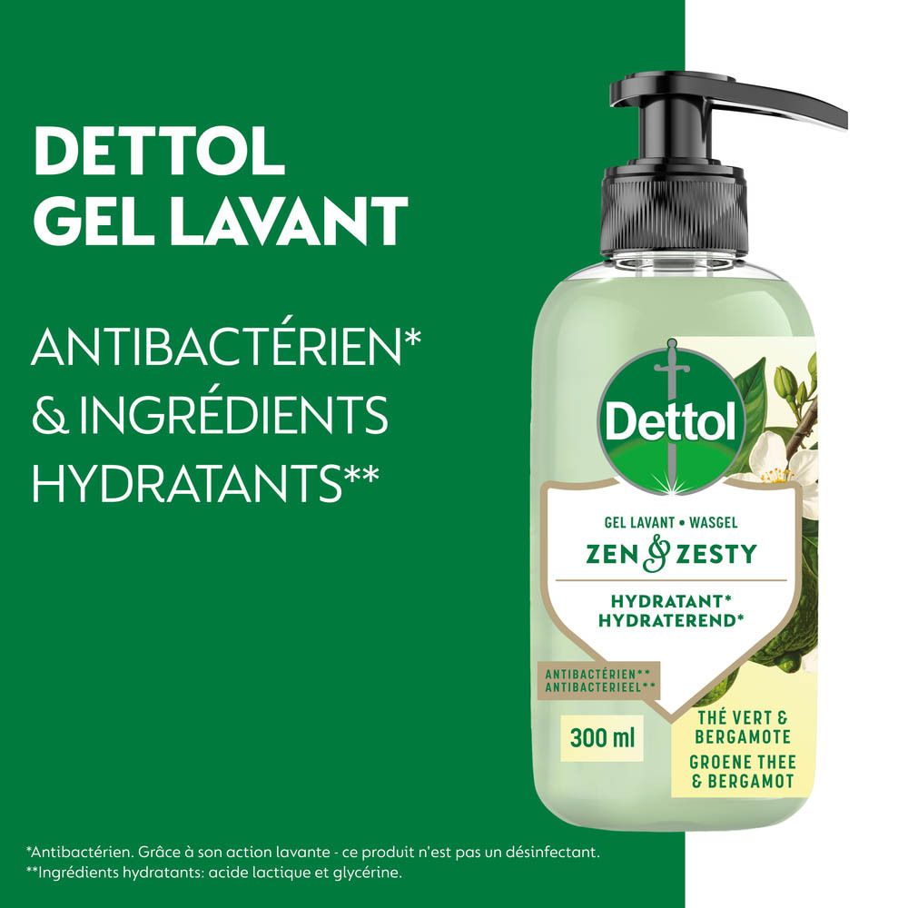 Dettol gel lavant: antibactérien & ingrédients hydratants.