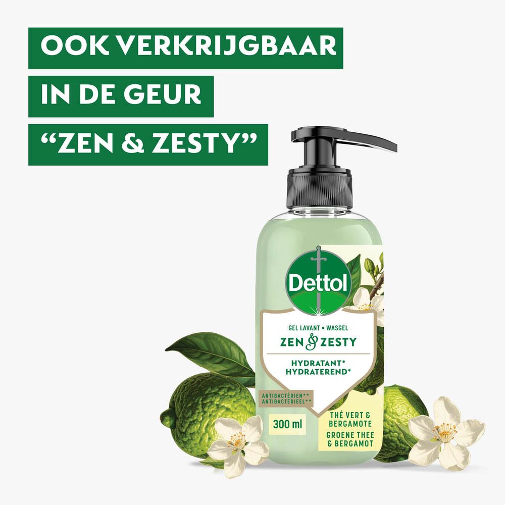 Dettol handgel pompflacon met groene thee & bergamot geur.