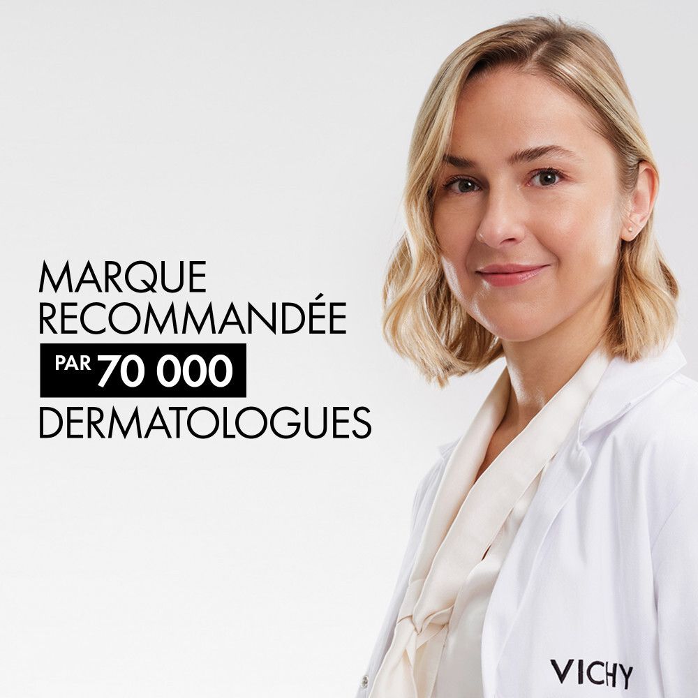 Deux images: eau avec vitamine E et eau avec Eau Volcanique de Vichy. Texte.