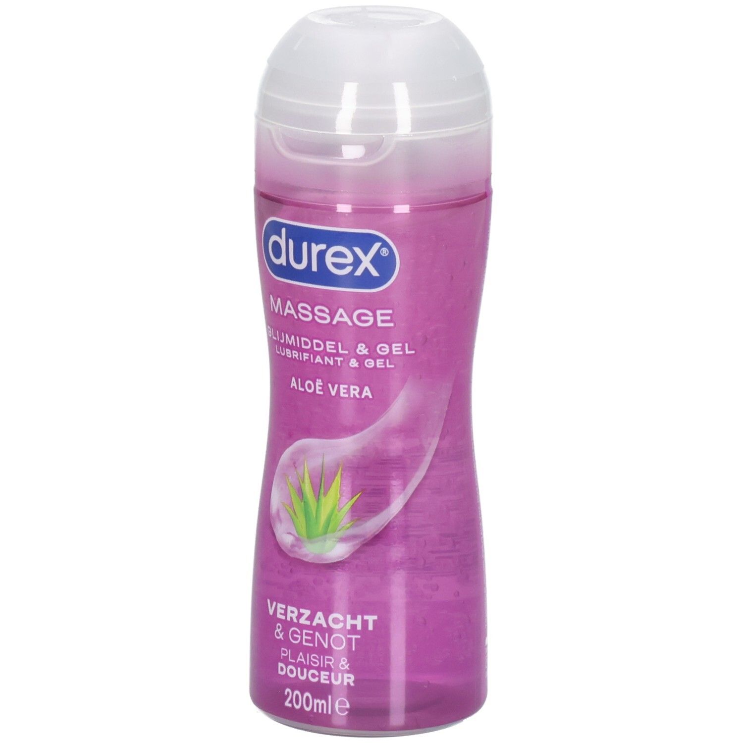Durex Huile de Massage & Gel à l'Aloe Vera, flacon de 200ml.