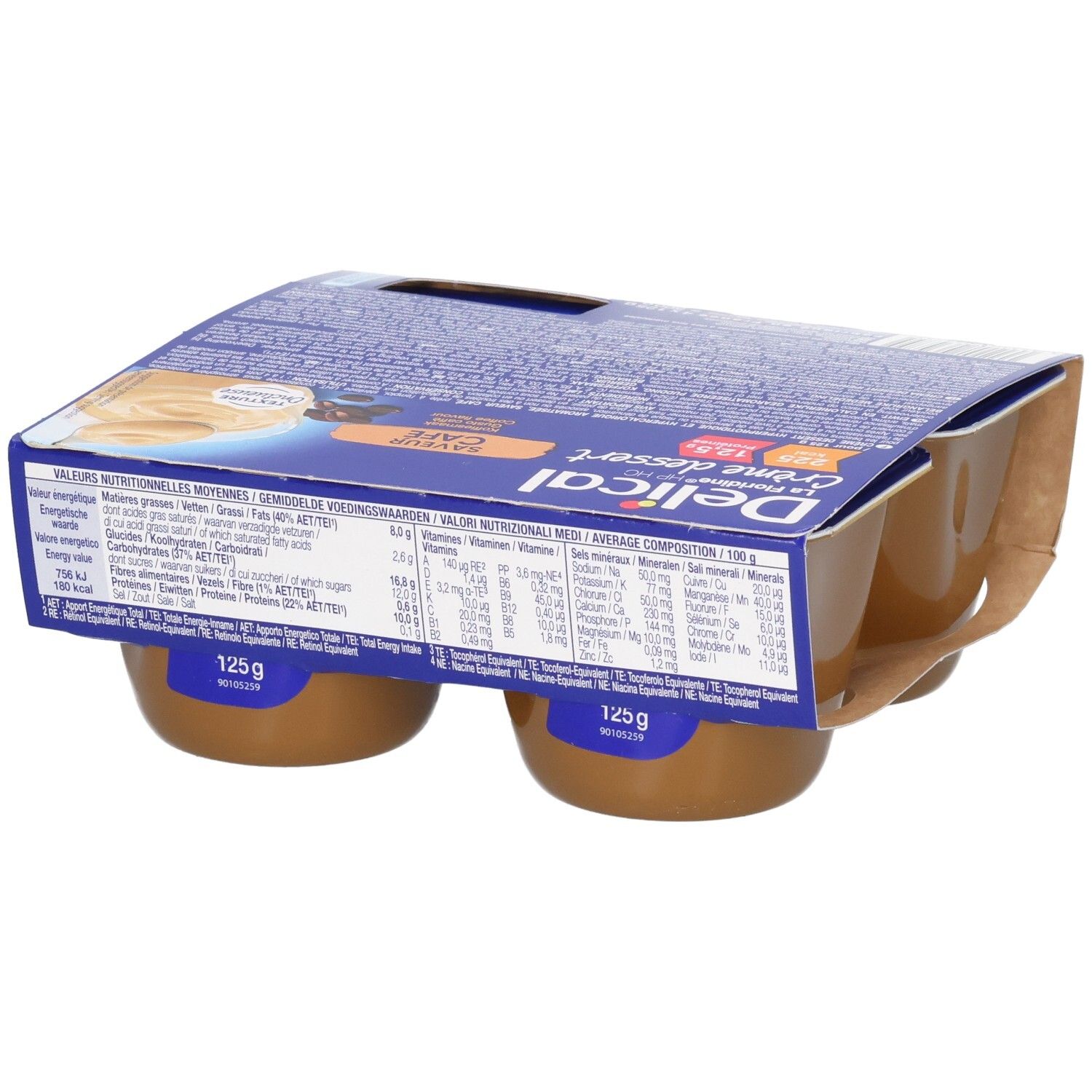 Delical Crème Dessert Caramel, 4 pots de 125g.