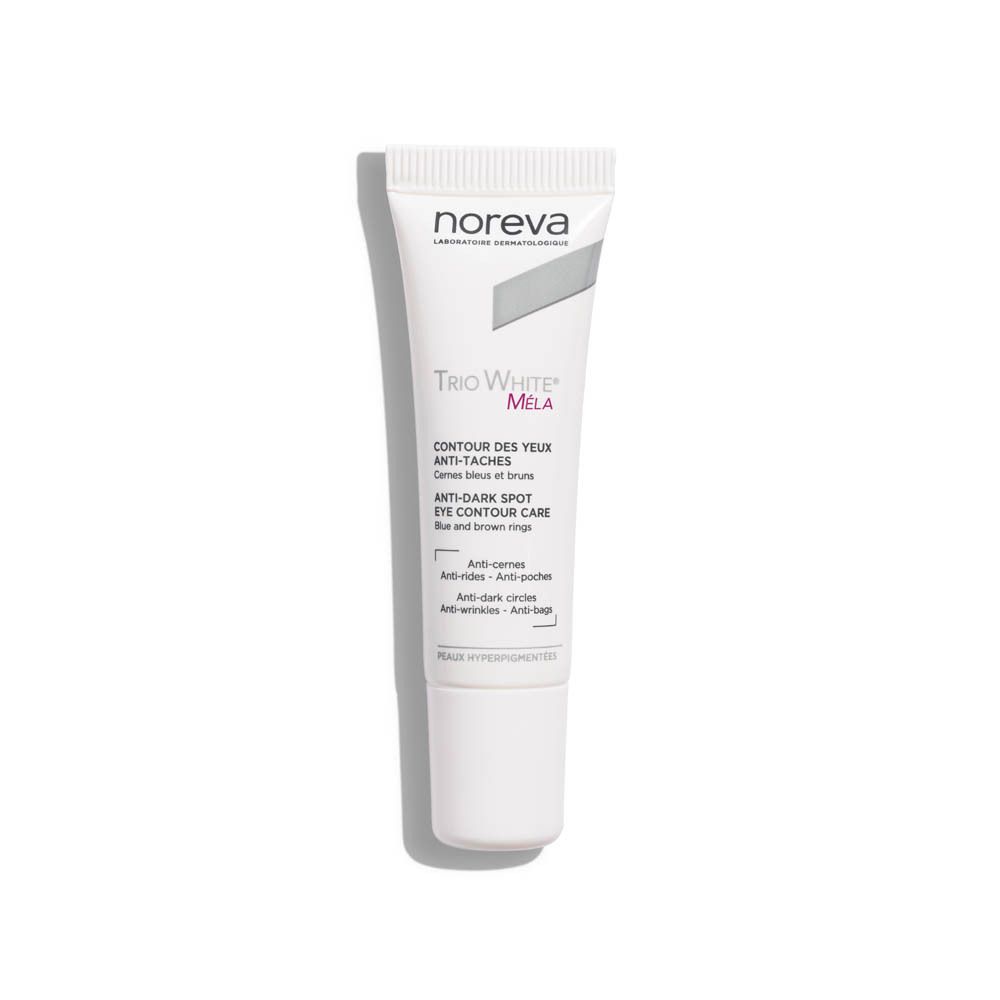 Noreva Trio White Mela oogcontourcrème tube met applicator.