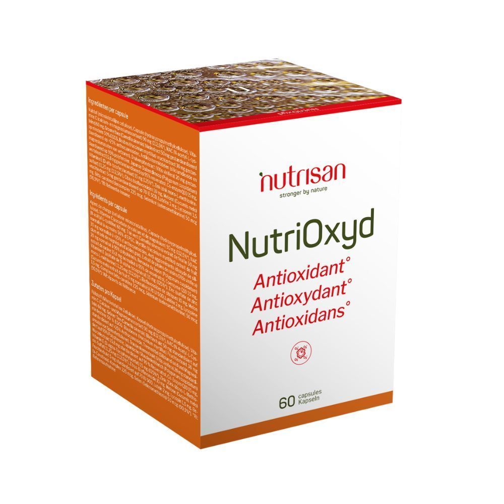 Doos NutriOxyd, antioxidant, 60 capsules. Opschrift Nutrisan.