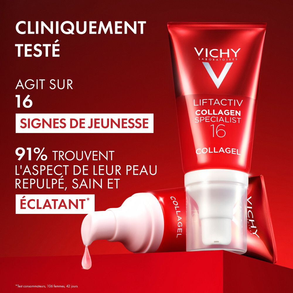 Vichy Liftactiv Collagen Specialist 16. Gel et tube. Testé cliniquement.