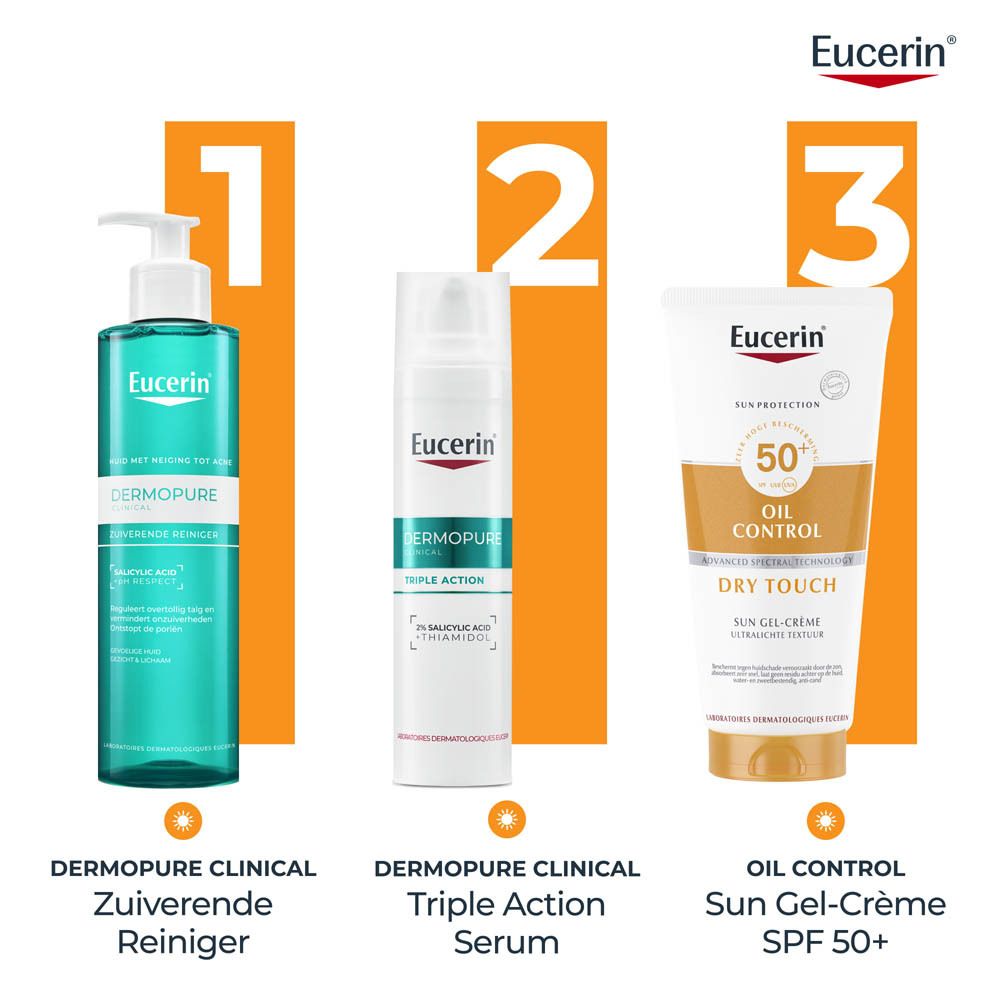Eucerin Oil Control SPF 50+ Zonne Gel-Crème: Oil Control Technologie, SPF 50+ UVA-bescherming, Glycyrrhizinezuur.