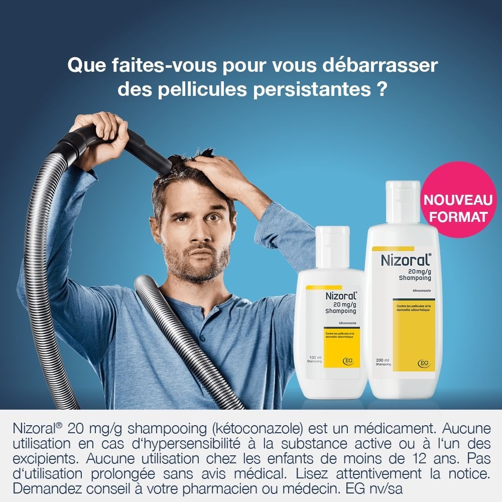 Nizoral Shampooing 20 mg/g, posologie. Traitement 2x par semaine, entretien 1x par semaine ou 1x toutes les deux semaines.