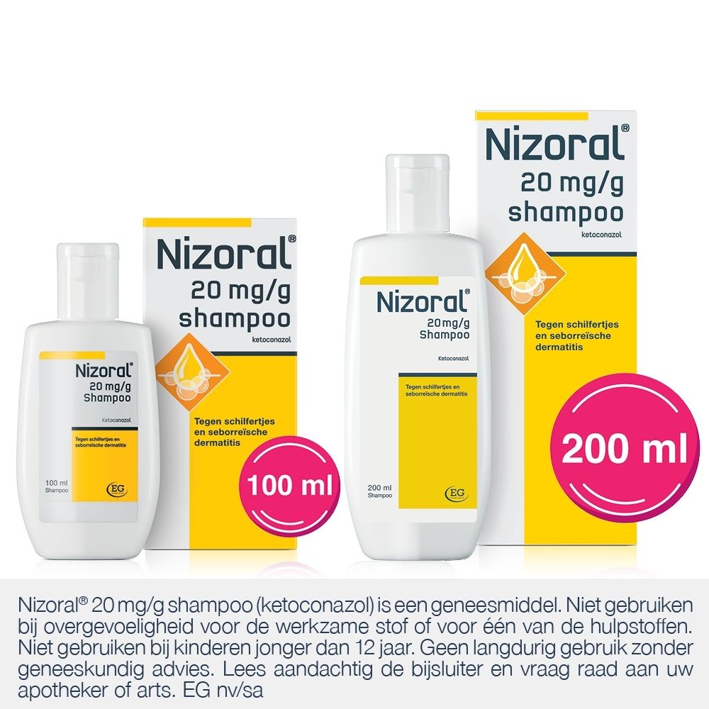 Nizoral Shampoo 20 mg/g, man zuigt zijn haar af om hardnekkige roos te bestrijden.