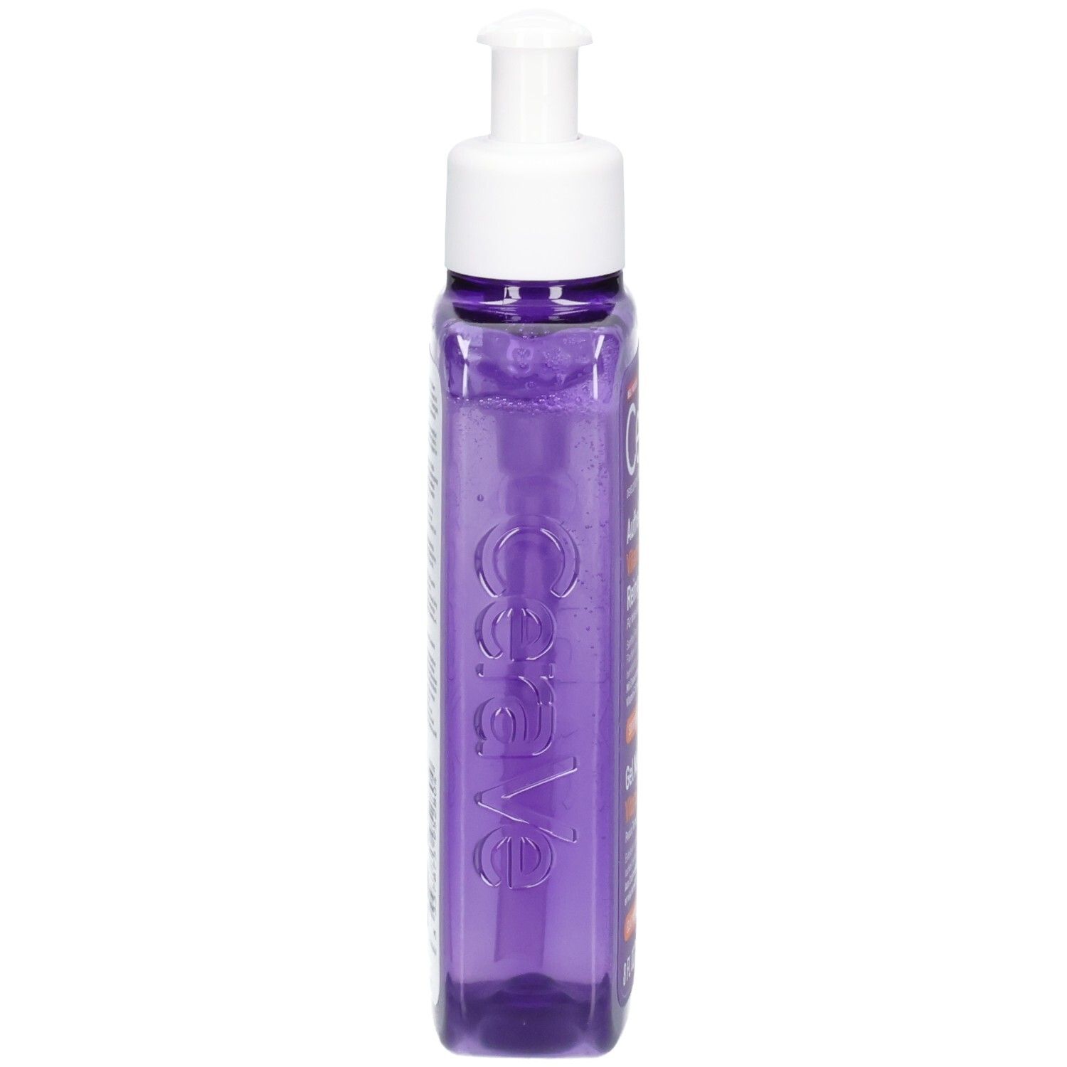Vue latérale du nettoyant éclat à la Vitamine C de CeraVe, flacon violet.
