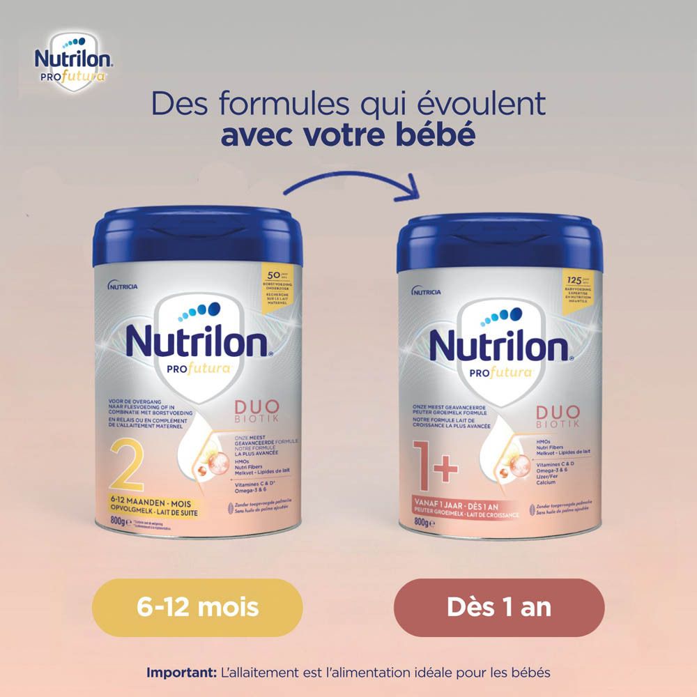 Boîte Nutrilon Profutura 1+ avec logo, DUOBIOTIK et indication 800g.