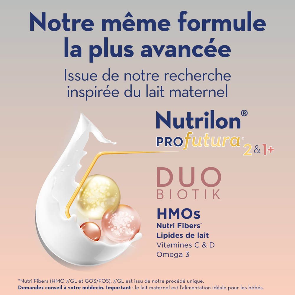 Boîte Nutrilon Profutura 1+ avec informations DUOBIOTIK et 800g.
