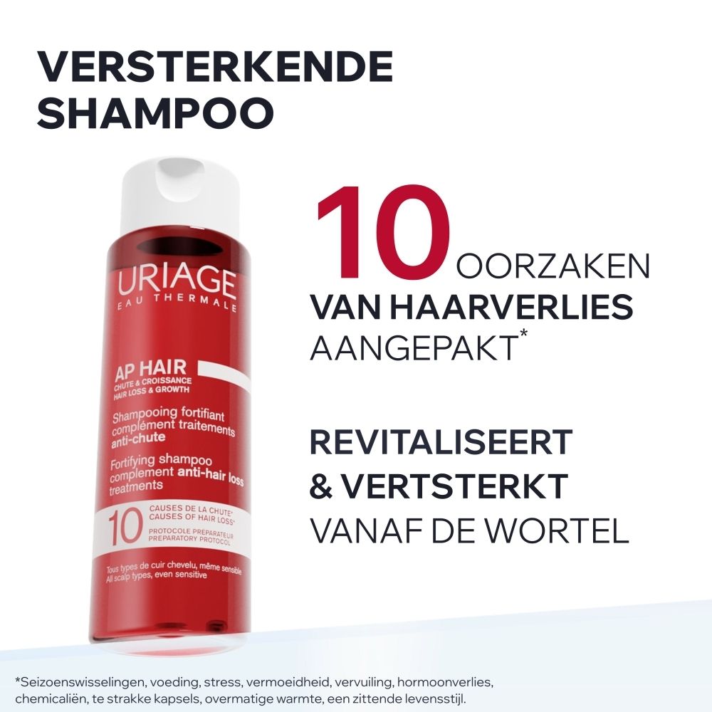 Uriage AP Hair Shampoo, rode fles van 200ml, tegen haarverlies.