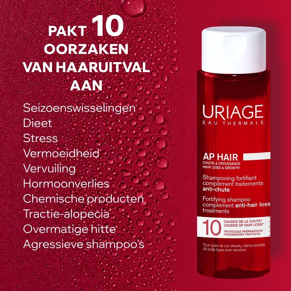 Uriage AP Hair Shampoo, rode fles van 200ml, tegen haarverlies.