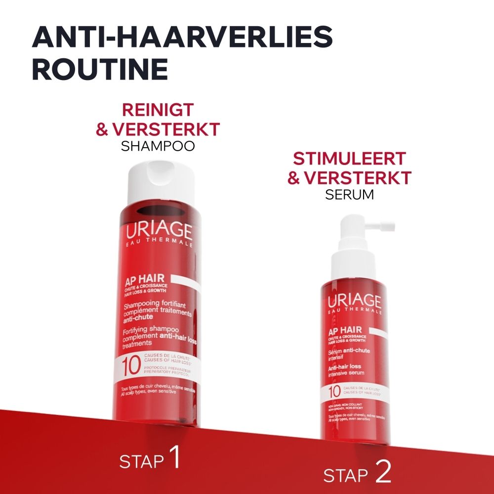 Uriage AP Hair Shampoo, rode fles van 200ml, tegen haarverlies.
