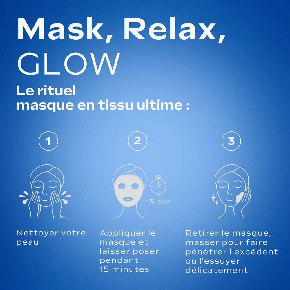 Masque en tissu Weleda EXO BOOST Collagen dans un emballage bleu. Inscription: EXO BOOST, Instant Lifting & Plumping, Swiss Natural Science.