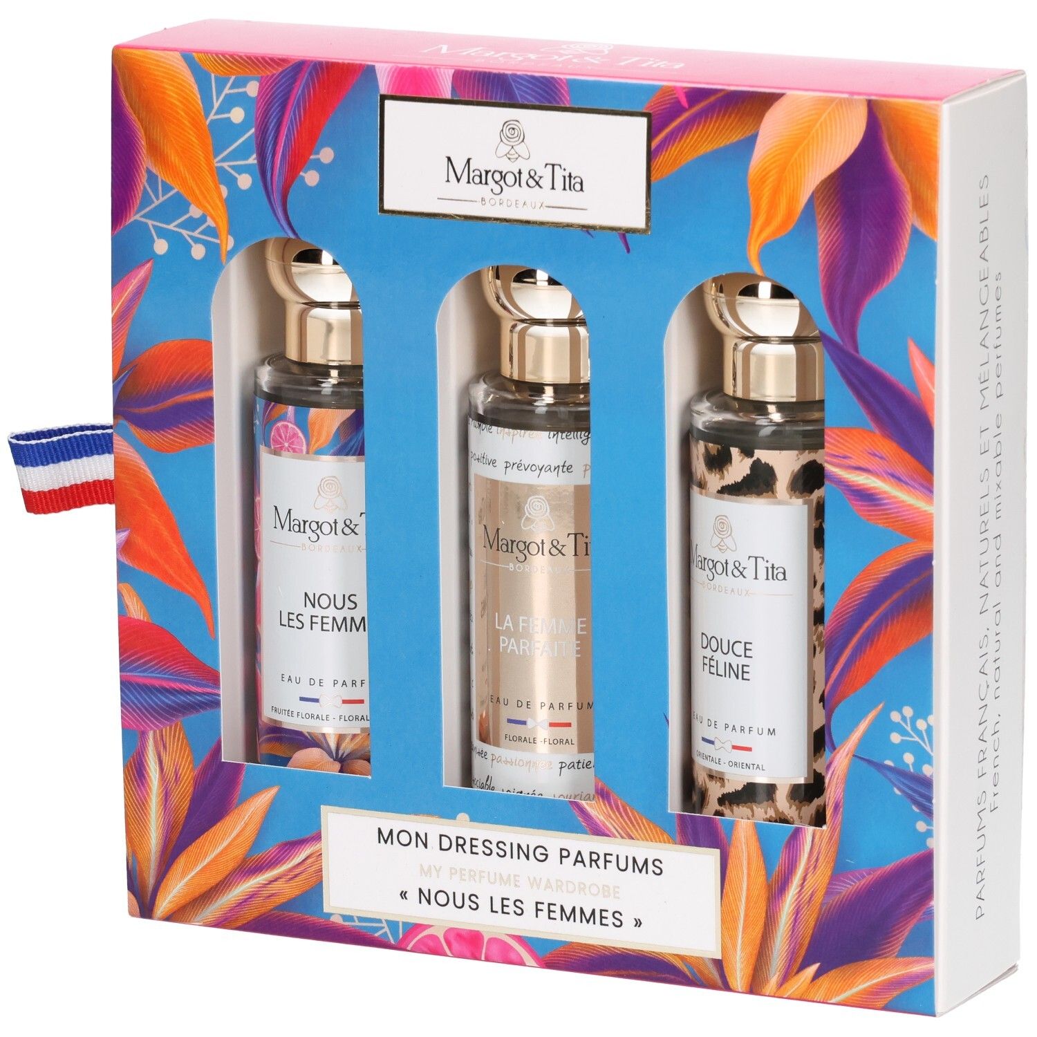 Margot & Tita geschenkdoos met drie parfumflesjes: Nous Les Femmes, La Femme Parfaite, Douce Féline.