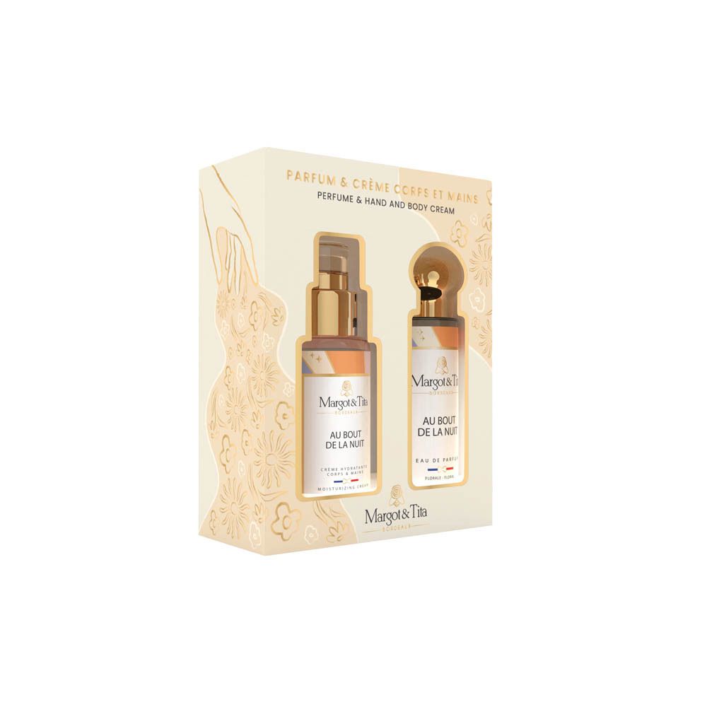 Margot&Tita geschenkset: Parfum en hand- en lichaamscreme in een doos.