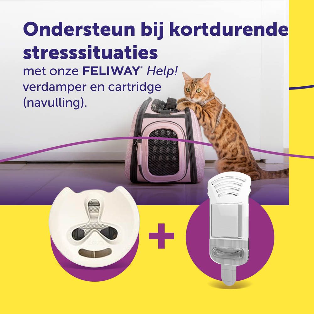 FELIWAY Help! verdamper en accessoires. Kat met reistas.