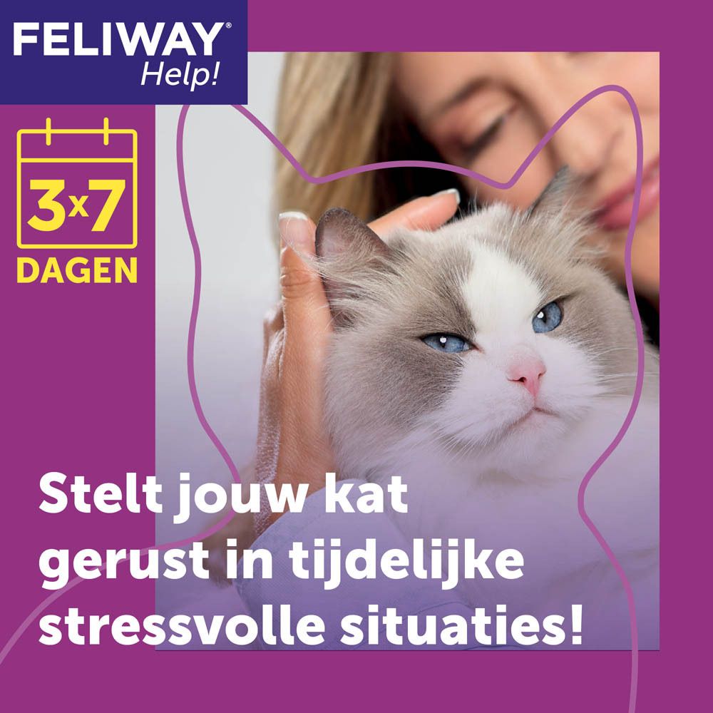 Feliway Help! Verpakking van 3 cartridges. 3 x 7 dagen. Helpt bij stress. Klinisch bewezen.