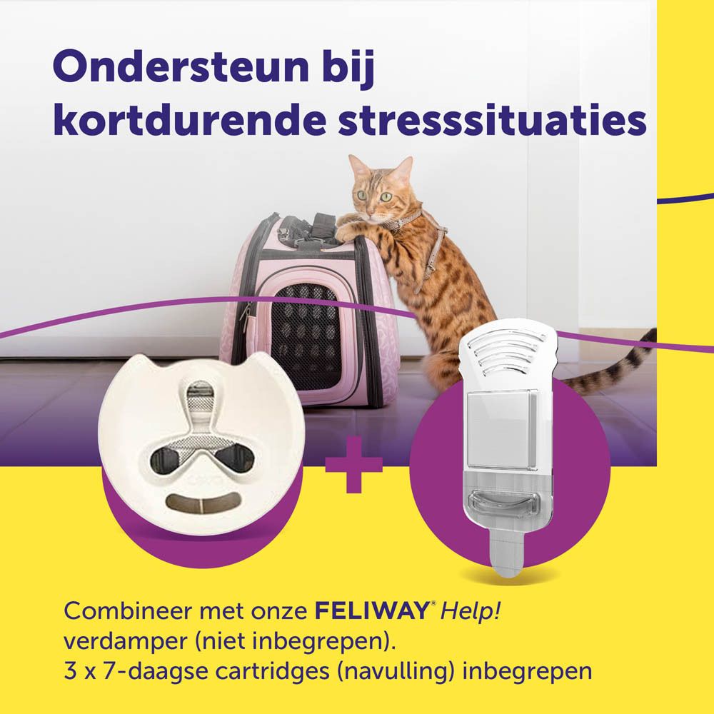 Feliway Help! Verpakking van 3 cartridges. 3 x 7 dagen. Helpt bij stress. Klinisch bewezen.