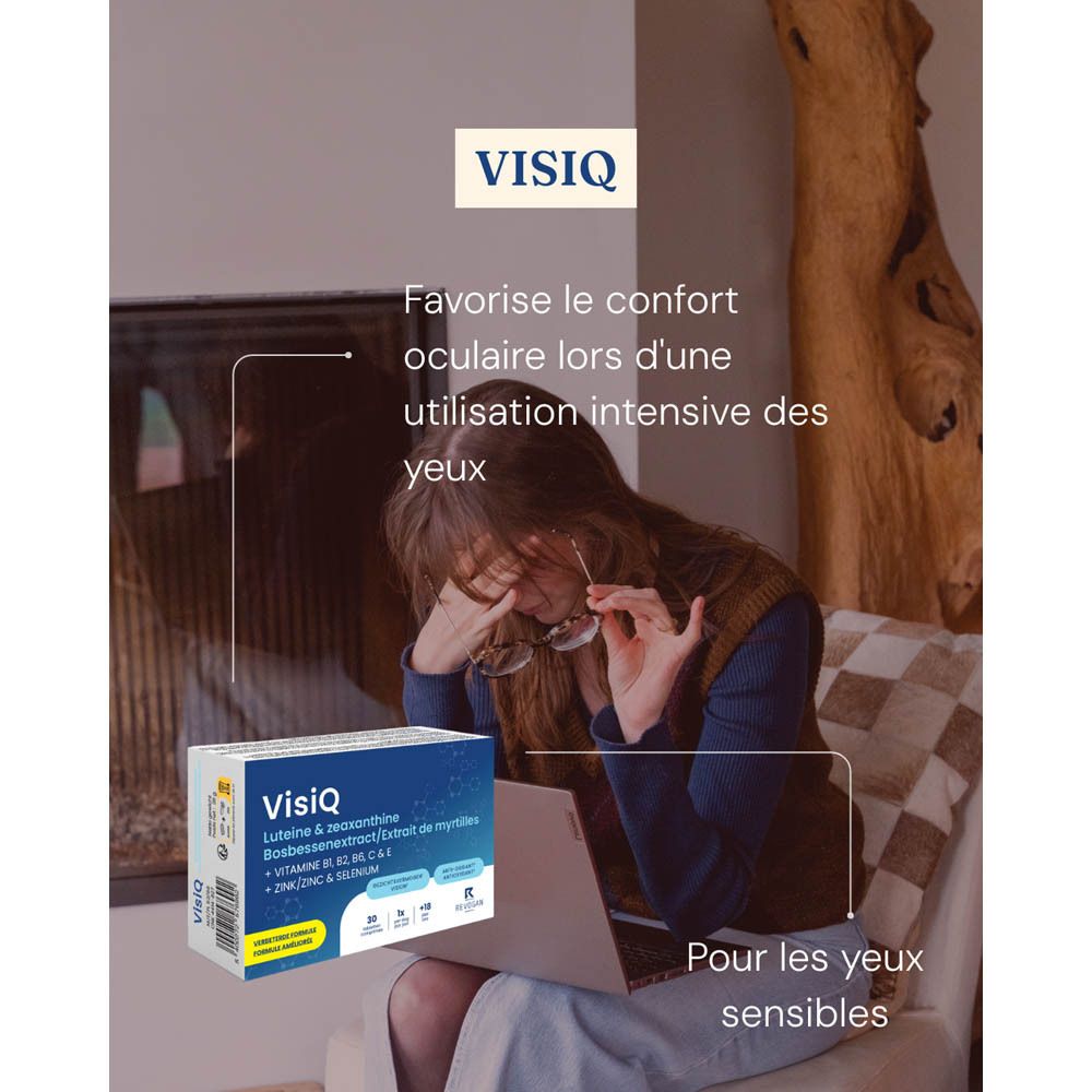 VisiQ: Luteine & Zéaxanthine, Vitamines B1-B2, B6, C & E, Zinc & Sélénium. 90 comprimés. Pack Économique.