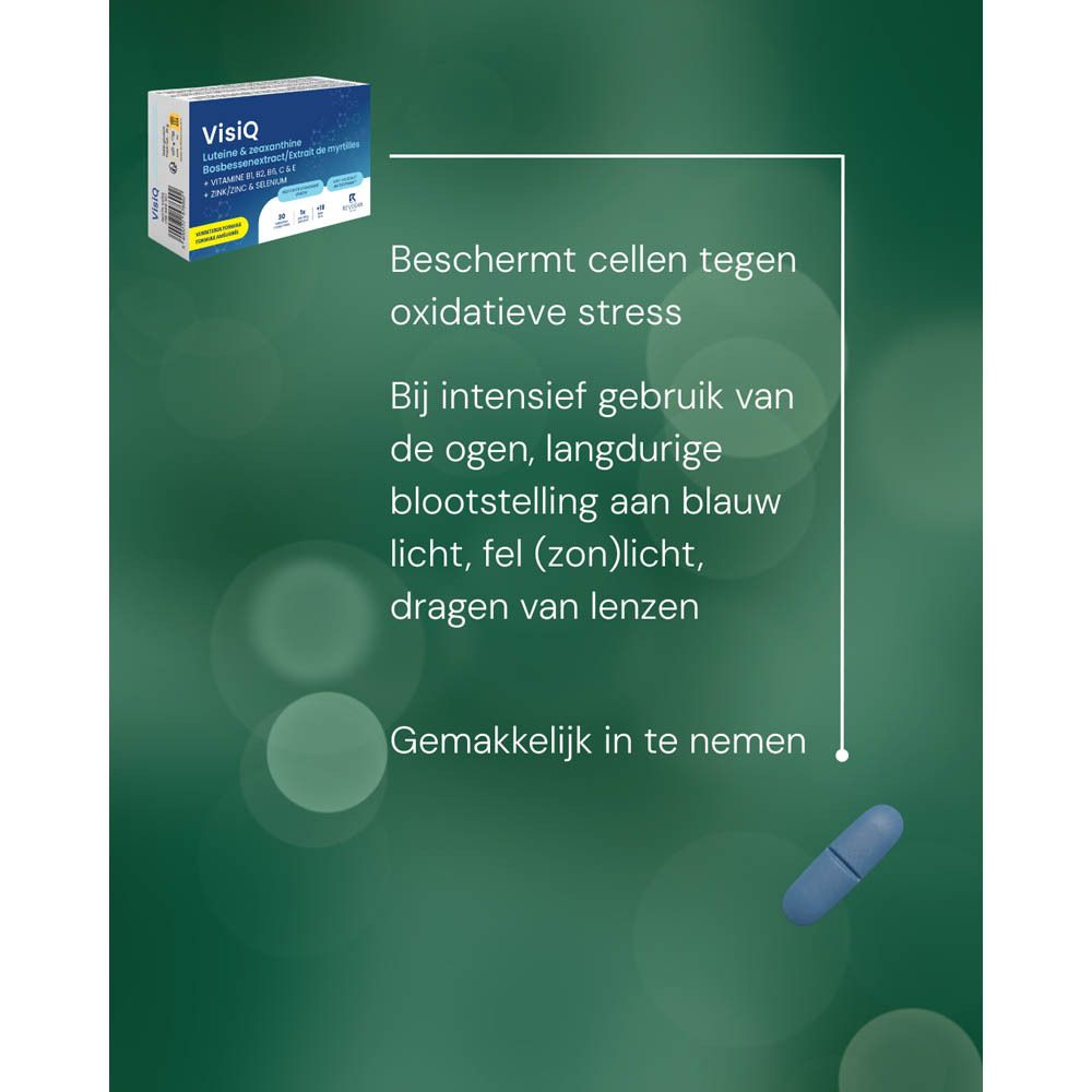 VisiQ: Luteïne & Zéaxanthine, Vitaminen B1-B2, B6, C & E, Zink & Selenium. 90 tabletten. Economy Pack.