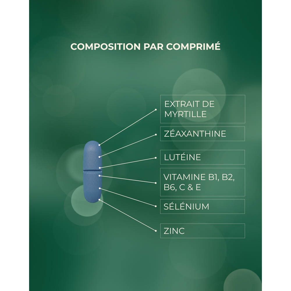 VisiQ: Luteine & Zéaxanthine, Vitamines B1-B2, B6, C & E, Zinc & Sélénium. 90 comprimés. Pack Économique.