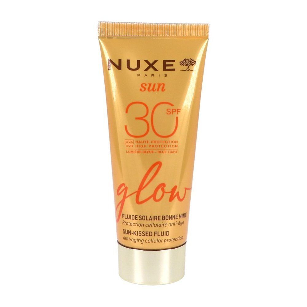 Verpakking voor Nuxe Sun zonnefluïde SPF 30.