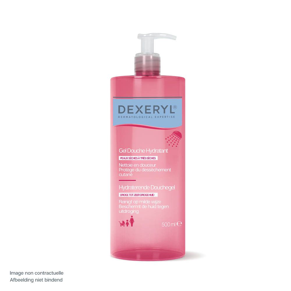 Gel douche hydratant Dexeryl avec pompe, 500ml.