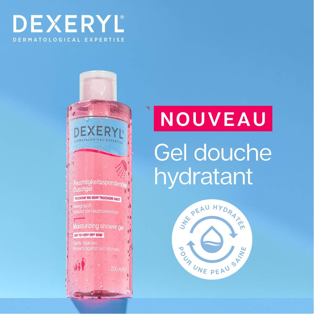 Flacon de Gel douche hydratant Dexeryl.