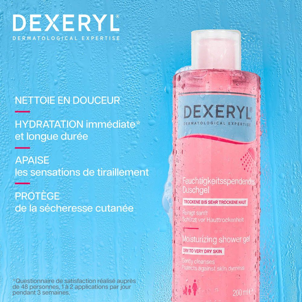 Flacon de Gel douche hydratant Dexeryl.