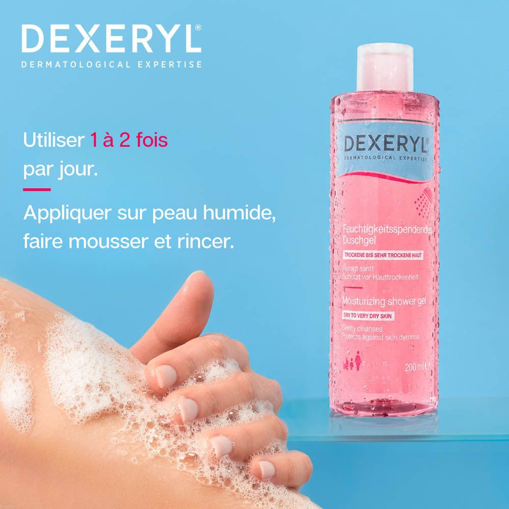 Flacon de Gel douche hydratant Dexeryl.