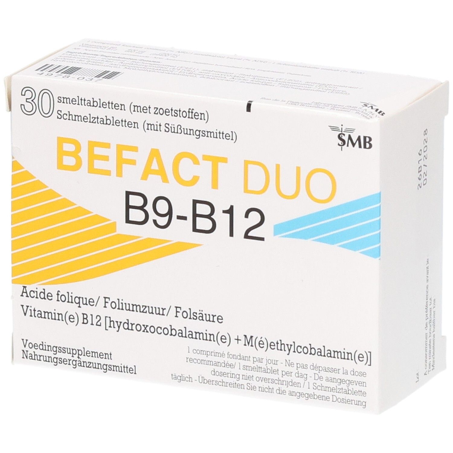Emballage de BEFACT DUO B9-B12, 30 comprimés fondants.