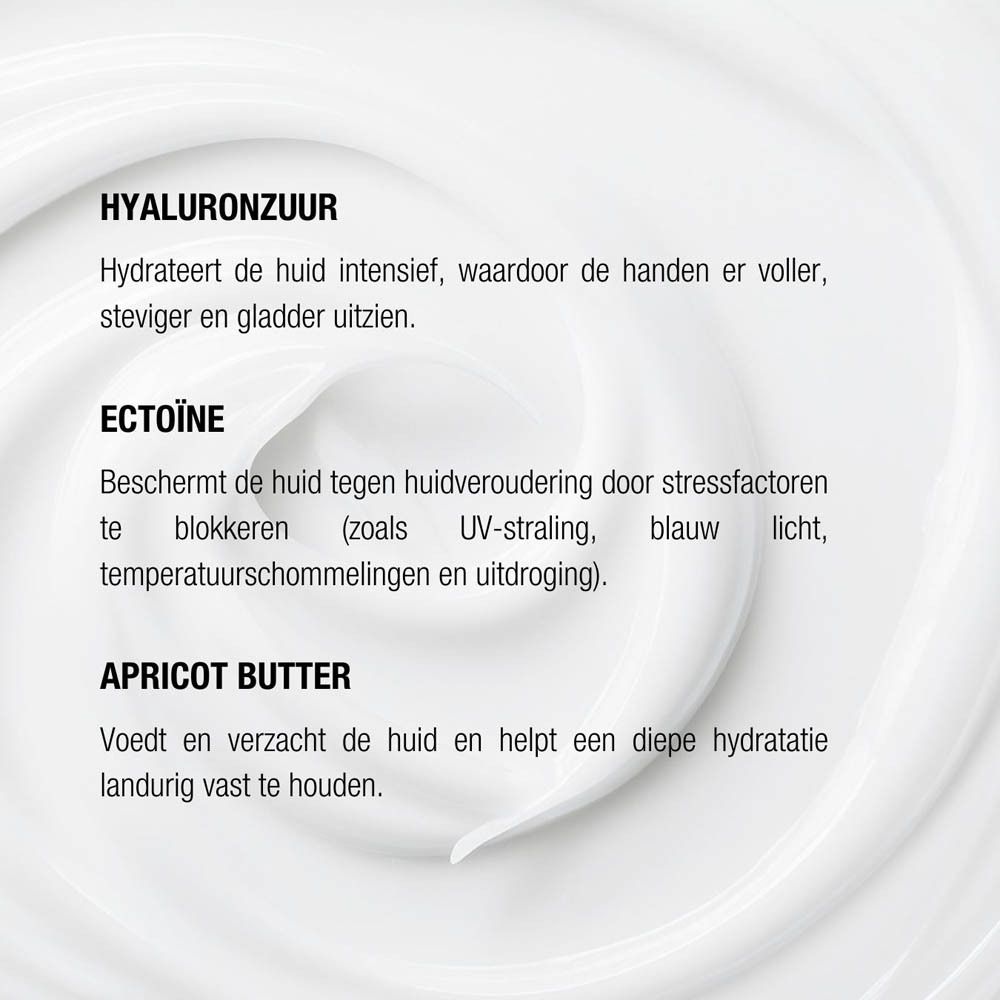 Tekst: Hyaluronzuur, Ectoïne, Abrikozenboter. Beschrijvingen van de ingrediënten.