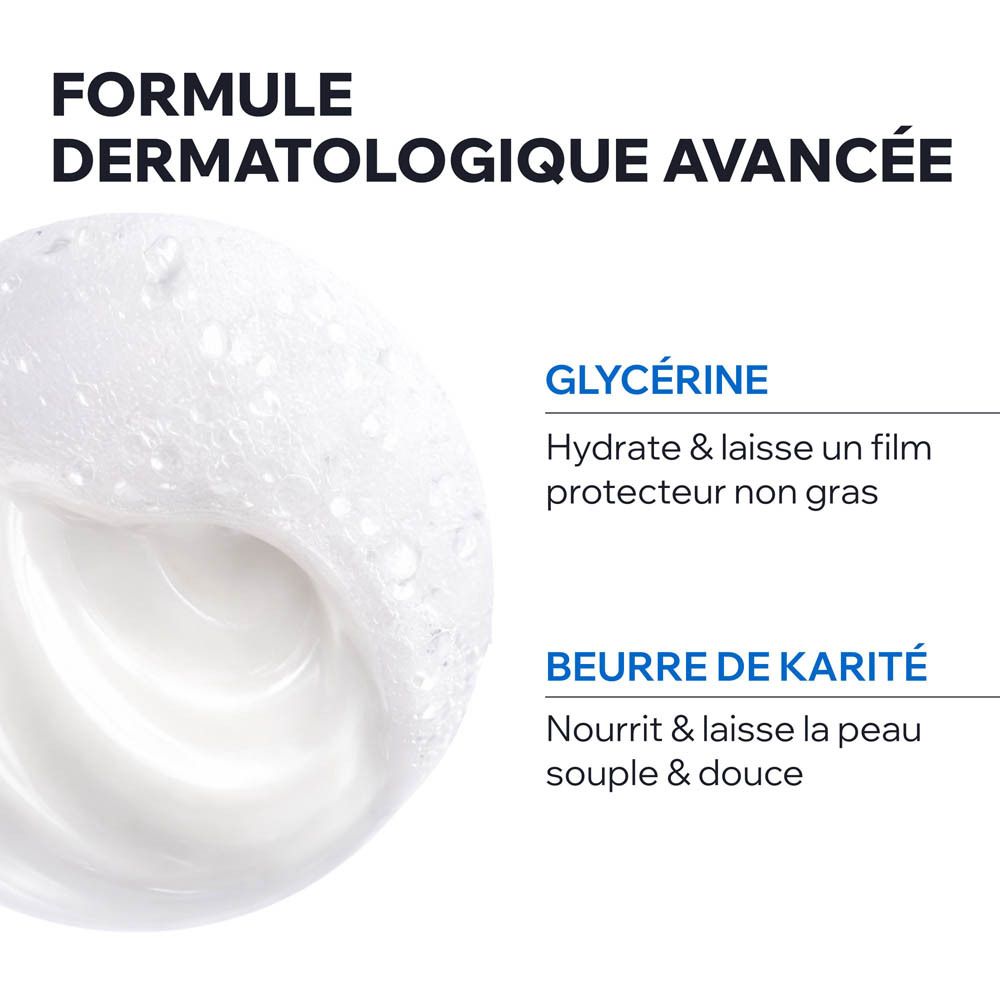 Uriage Derm-Phy crème lavante avec pompe, 500ml, avec glycérine et beurre de karité.