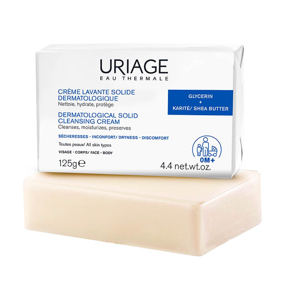 Uriage Dermatologisch vast wasblok, voorkant.