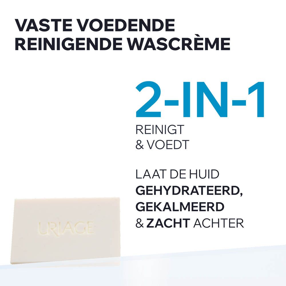 Uriage vast wasblok, 2-in-1 reinigt & voedt.