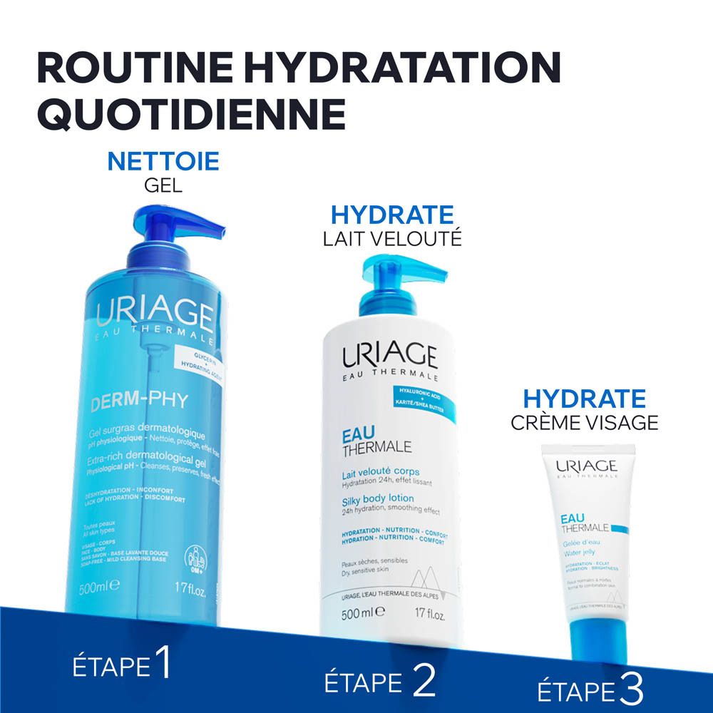 Uriage Derm-Phy : Ancien et nouveau packaging du gel dermatologique.