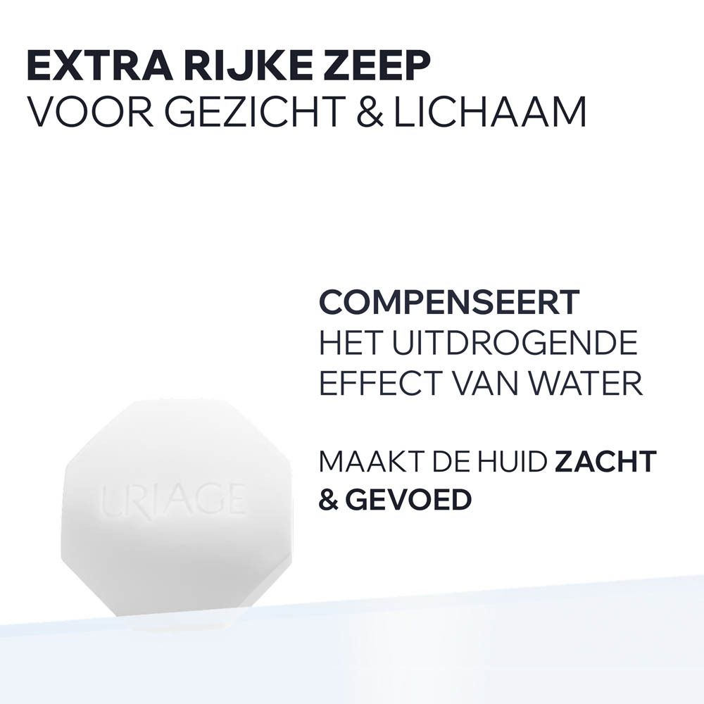 Uriage dermatologische zeep, 100g. Zeepvrij, fysiologische pH. Voor alle huidtypen.