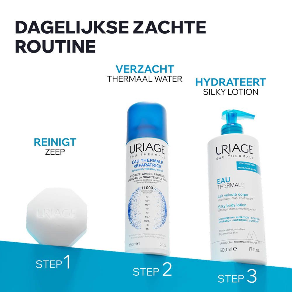 Uriage dermatologische zeep, 100g. Zeepvrij, fysiologische pH. Voor alle huidtypen.
