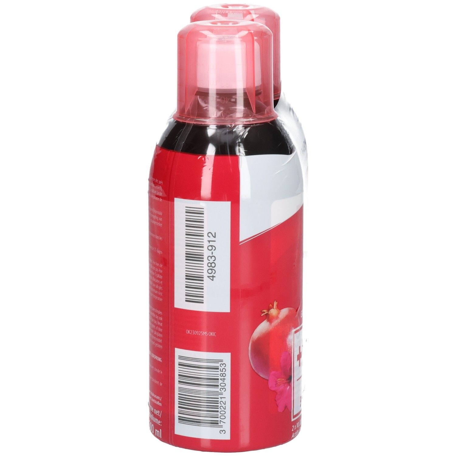 Achterkant van twee Turbodraine flessen, duo pack.