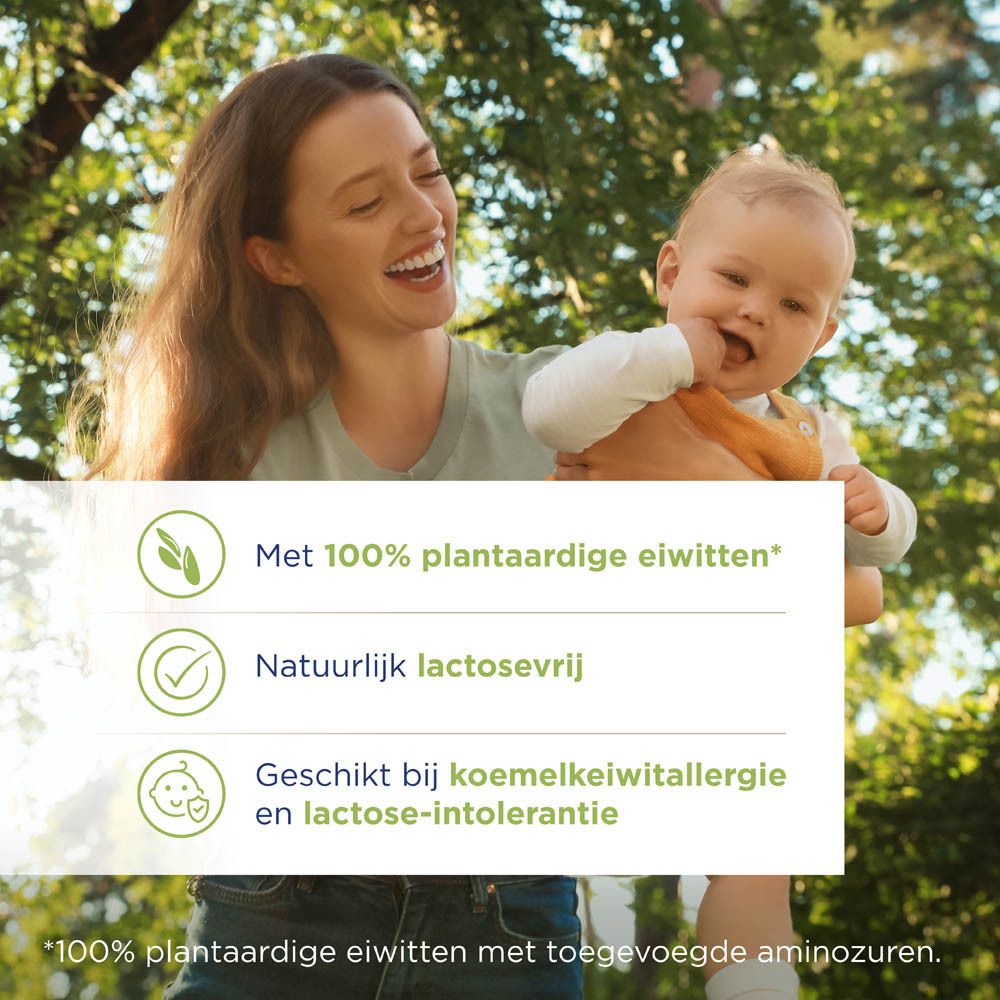 Nutrilon Rice Pro zuigelingenvoeding in blik, naast een babyflesje. Voor baby's van 0-36 maanden.