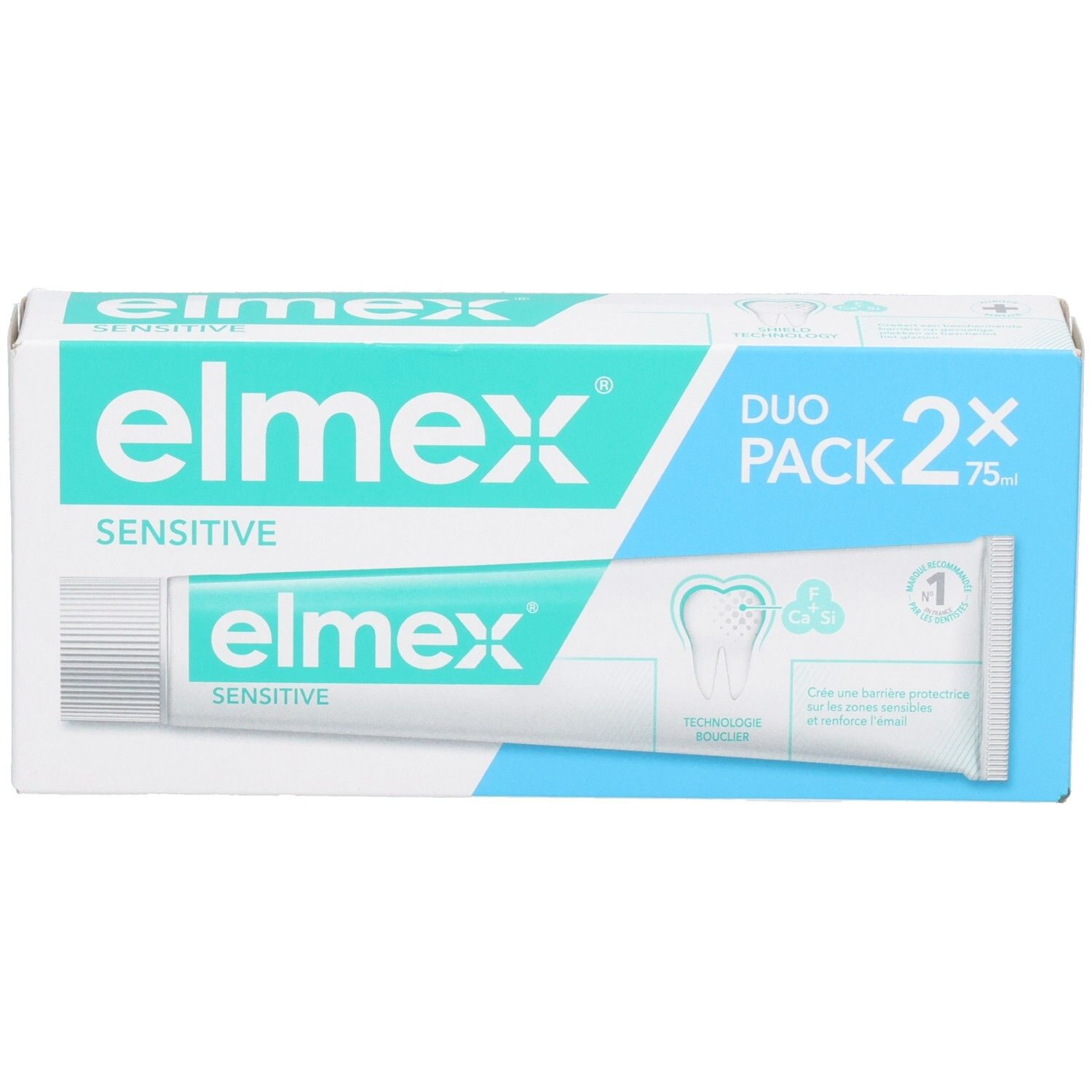 Elmex Sensitive Duo Pack dentifrice, deux tubes de 75ml.