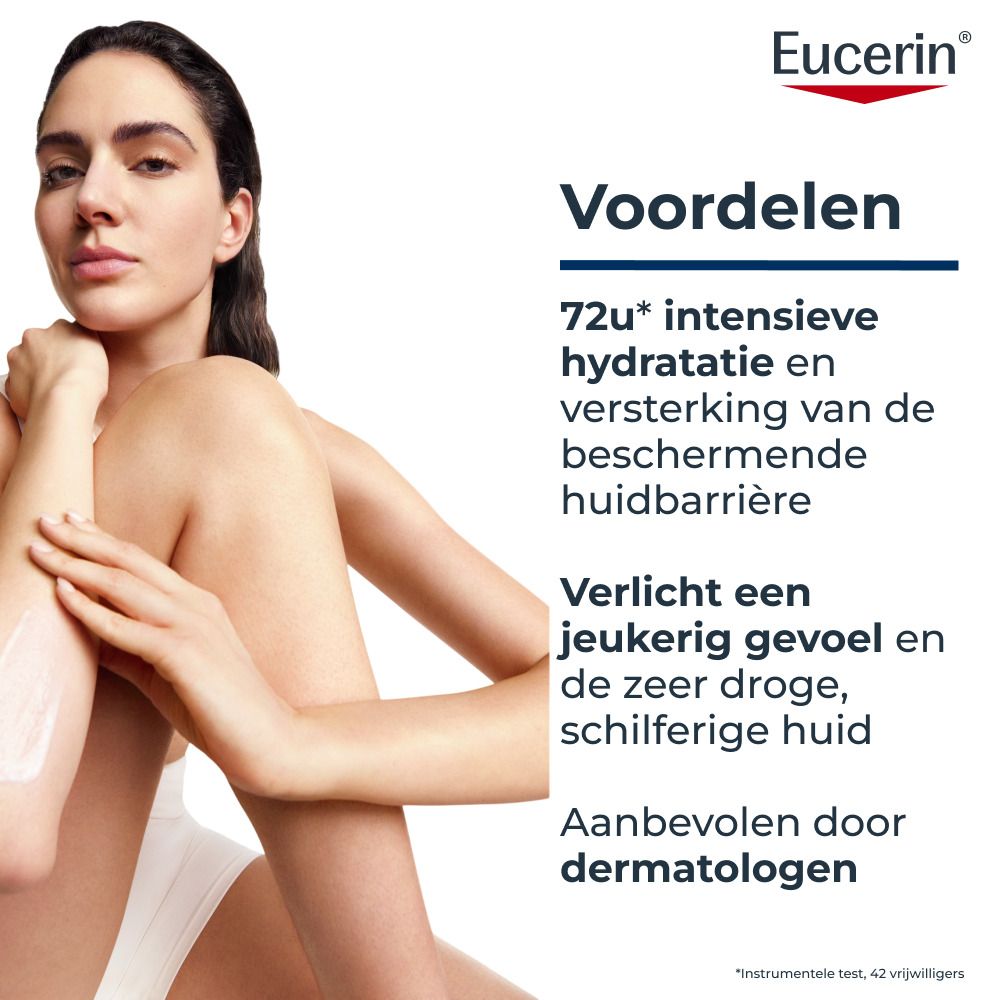 Eucerin Urea 10% Ureum, Ceramiden en natuurlijke vochtinbrengende factoren (NMF) voor intensieve huidverzorging.