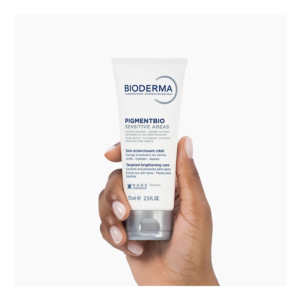 Tube et boîte Bioderma Pigmentbio Sensitive Areas.