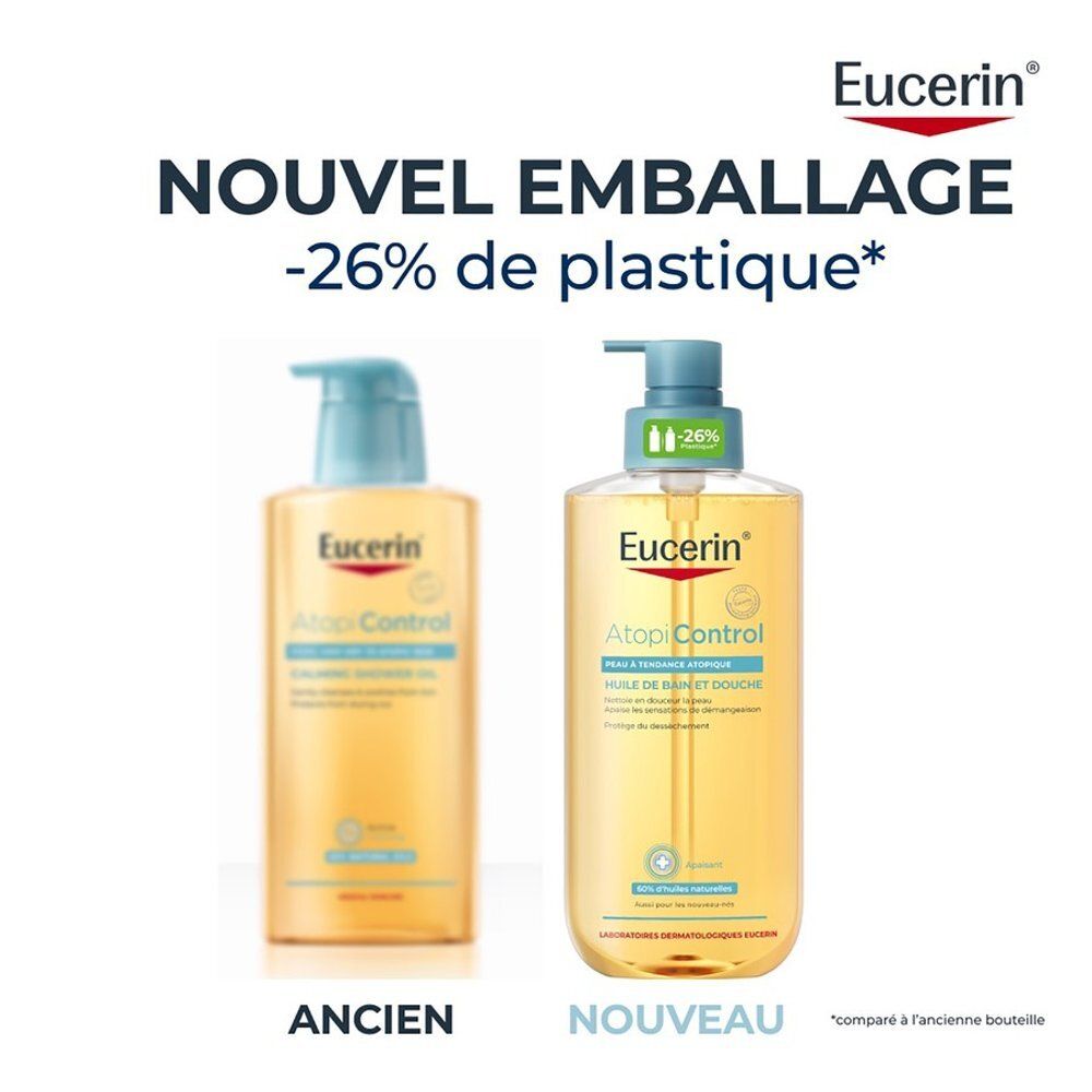 Comparaison ancien et nouveau packaging Eucerin AtopiControl Huile de Bain.